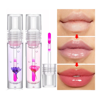 Flower Color Changing Lip Oil Moisturizing Jelly Lip gloss Clear Temperature Change Liquid Lipstick Reduce Lip Line Make Up