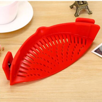 Silicone Clip-on Pot Pan Bowl Funnel Oil Strainer Creative Rice Washing Colander for Draining Liquid Fits All Pot Size