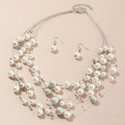 Multilayer pearl necklace pendant