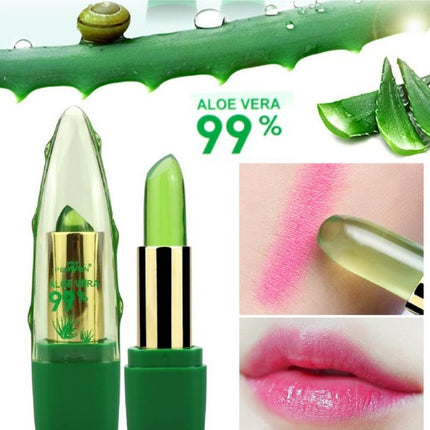 Aloe Vera Gel Color Changing Lipstick Gloss Moisturizer Anti-drying Desalination Fine-grain Lip Balm Care