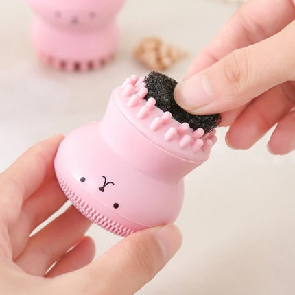 Cartoon octopus silicone wash brush foaming cleansing brush Manual facial massage brush cleansing brush brush bubbler