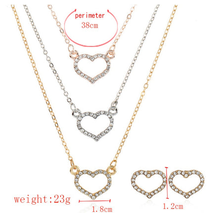 Earrings Necklace Set love Diamond Pendant Necklace Fashion cross-border