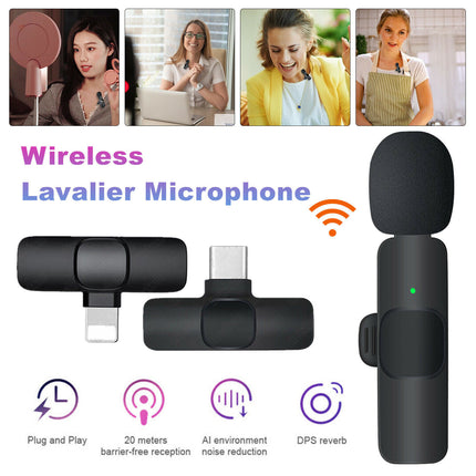 Lavalier Mini Microphone Wireless Audio Video Recording With Phone Charging  Wireless Microphone Broadcast Lapel Microphones Handheld Microphone Live Streaming