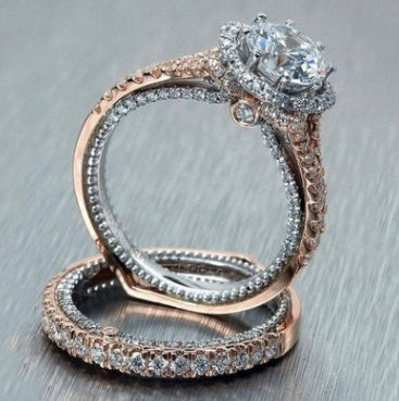 14k rose gold round diamond color separation ring