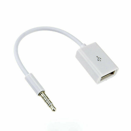 Car MP3 3.5mm Male AUX Audio Socket Jack To USB 2.0 Female Converter Cable Cord