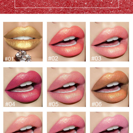 Shiny Metallic Lipstick Pearlescent Color Temperature Change Lipstick Gilter Lipstick