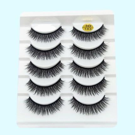 Mink False Eyelashes 3D False Eyelashes Five Pairs Of Soft Cotton Stalk Eyelashes