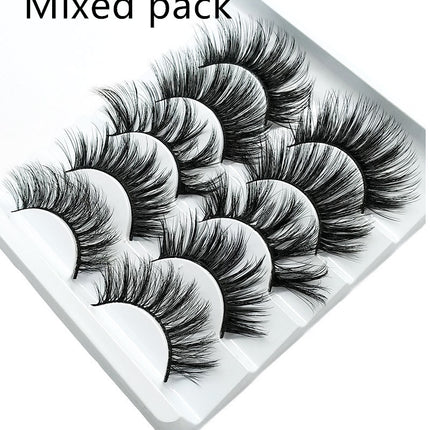 Mink False Eyelashes 3D False Eyelashes Five Pairs Of Soft Cotton Stalk Eyelashes