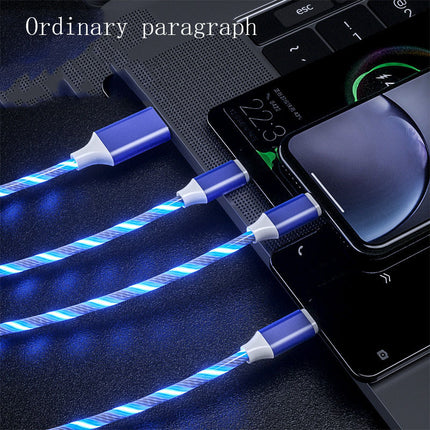 3 In 1 Micro USB Type C Cable LED Flowing Light Type C Charger Cable Mobile Phone Charging Wire