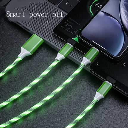 3 In 1 Micro USB Type C Cable LED Flowing Light Type C Charger Cable Mobile Phone Charging Wire