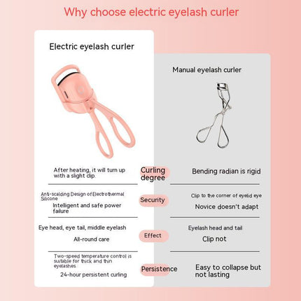 Eyelash Curler Portable Electric Heated Comb Eye Lash Long Lasting Eyelashes Curls Thermal Eyelash Curler