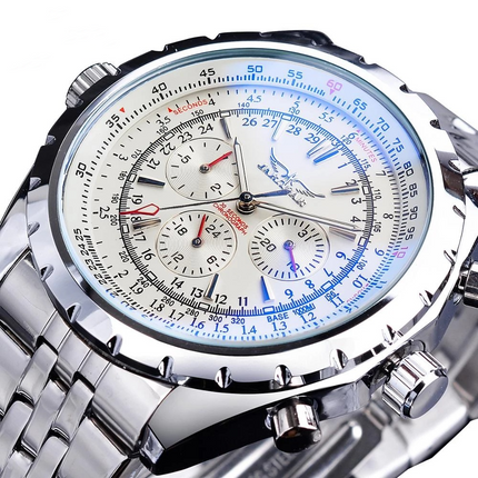 Men's Stainless Steel Business Three-plate Six-pin Automatic Mechanical Watch