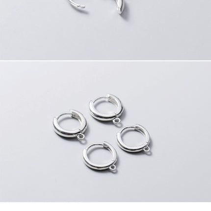 Women's Silver Round Earrings With Ring Ear Clip