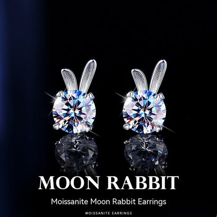 Women's Rabbit Moissanite Sterling Silver Earrings