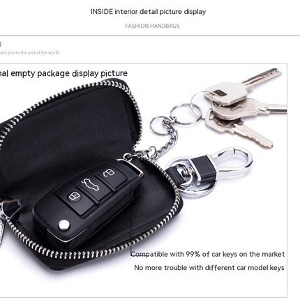 Leather Zipper Car Key Case