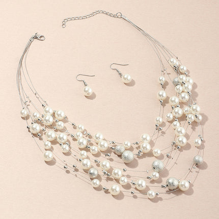 Multilayer pearl necklace pendant