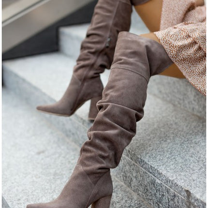 Fall Winter Fashion High Heel Pointed Toe Suede Women's Over-the-knee Boots