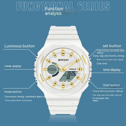 Multifunctional Sports Waterproof Double Display Electronic Watch