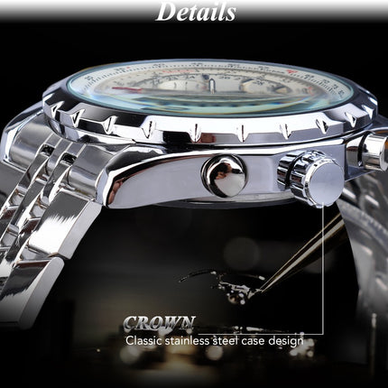 Men's Stainless Steel Business Three-plate Six-pin Automatic Mechanical Watch