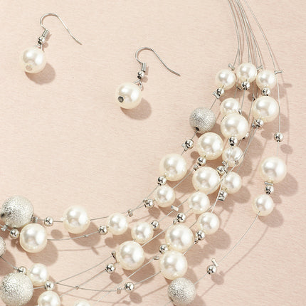 Multilayer pearl necklace pendant