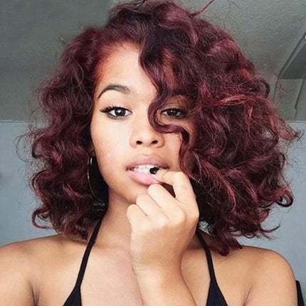 Burgundy curly hair wig