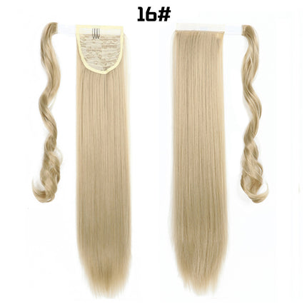 European And American Long Straight Hair Velcro Ponytail