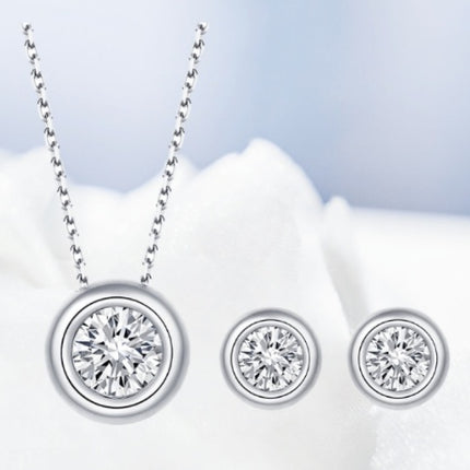 Round Pie Shape S925 Sterling Silver Inlaid Moissanite Jewelry Set