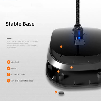 Gooseneck Computer Microphone USB Sound Card Monitor