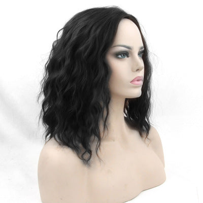 Black Short Curly Hair Cap, High Temperature Silk Short Hair Cosplay Wig