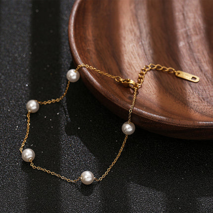 Pearl Titanium Steel Anklet Female Accessories Women's Beach Jewelry