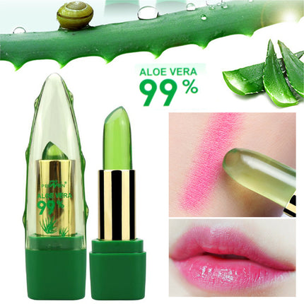 Aloe Vera Gel Color Changing Lipstick Gloss Moisturizer Anti-drying Desalination Fine-grain Lip Balm Care