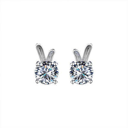 Women's Rabbit Moissanite Sterling Silver Earrings