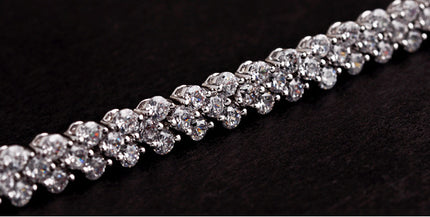 Sterling Silver Bracelet Multi-Diamond White Gold Plated