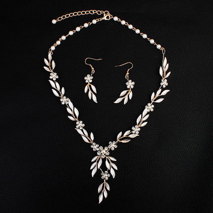 Earrings necklace bridal jewelry three-piece alloy plating bride jewelry set