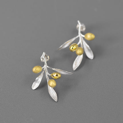 The Taste Of Love Sterling Silver Natural  And Elegant Olive Branch Stud Earrings