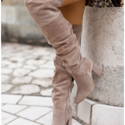 Fall Winter Fashion High Heel Pointed Toe Suede Women's Over-the-knee Boots