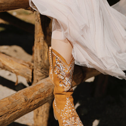 Embroidered Bohemian Knight Boots Girl