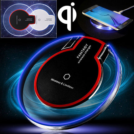 New Wireless Charging Dock Charger Crystal Round Charging Pad With Receiver For Apple For Samsung