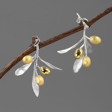 The Taste Of Love Sterling Silver Natural  And Elegant Olive Branch Stud Earrings