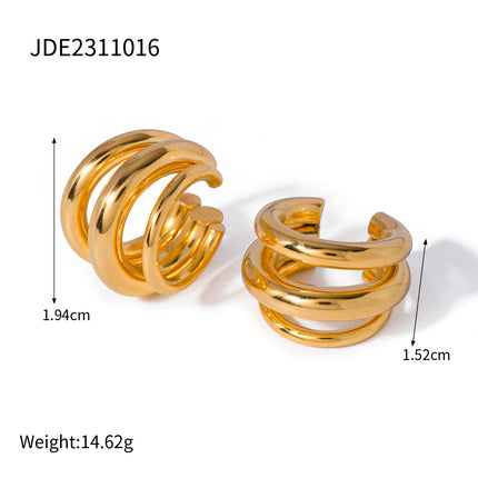 Women's Simple 18K Gold Stainless Steel Three-layer Ear Clip