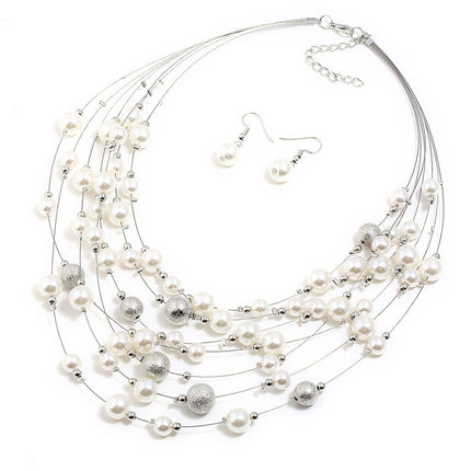 Multilayer pearl necklace pendant