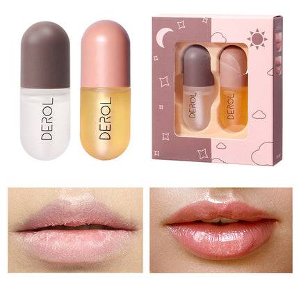 Day Night Instant Volume Lip Plumper Oil Clear Lasting Nourishing Repairing Reduce Lip Fine Line Care