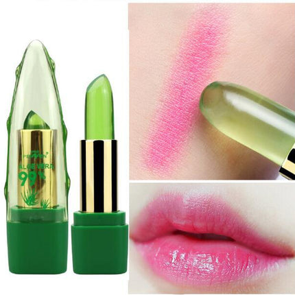 Aloe Vera Gel Color Changing Lipstick Gloss Moisturizer Anti-drying Desalination Fine-grain Lip Balm Care