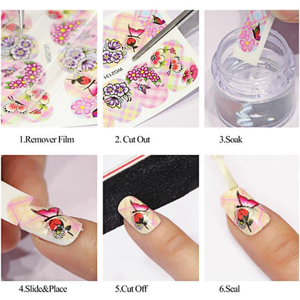 1pcs Nail Sticker Butterfly Flower Water Transfer Decal Sliders for Nail Art Decoration Tattoo Manicure Wraps Tools Tip