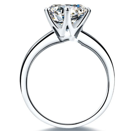 925 Silver Gold-plated Six-claw Ring With Moissanite Female T Carbon Diamond