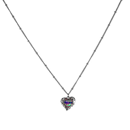 Sweet Cool Personality Colorful Crystals Love Necklace For Women Light Luxury