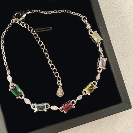 Crystal Element Colored Gems Bracelet Female 18k Platinum Plated