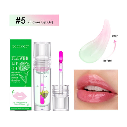 Flower Color Changing Lip Oil Moisturizing Jelly Lip gloss Clear Temperature Change Liquid Lipstick Reduce Lip Line Make Up