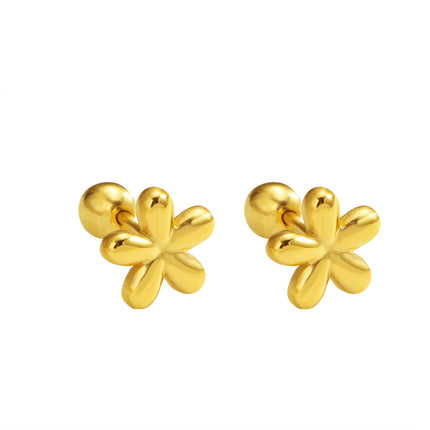 Mini Flowers Screw Anti-lost Ear Studs Special-interest Design