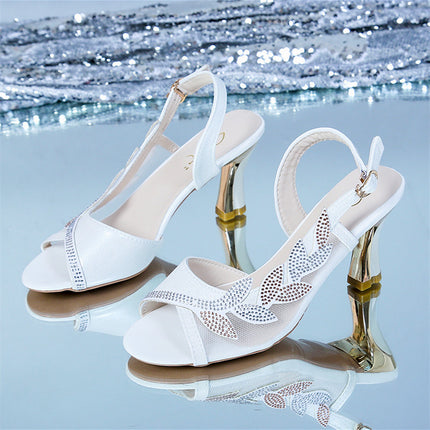 Plus Size Rhinestone Buckle Stiletto Peep-toe Sandals